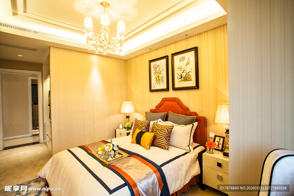 温馨精致卧室室内场景