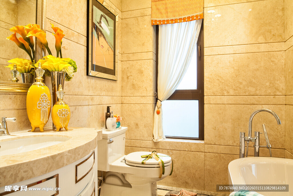 现代风格温馨浴室场景