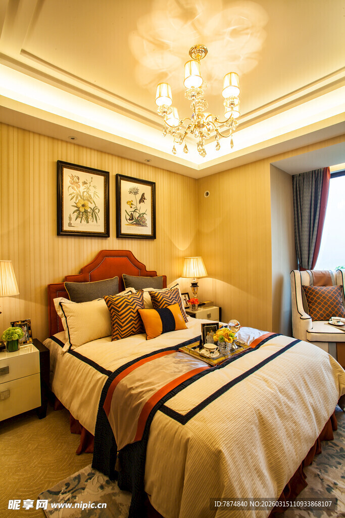 温馨豪华卧室室内场景展示