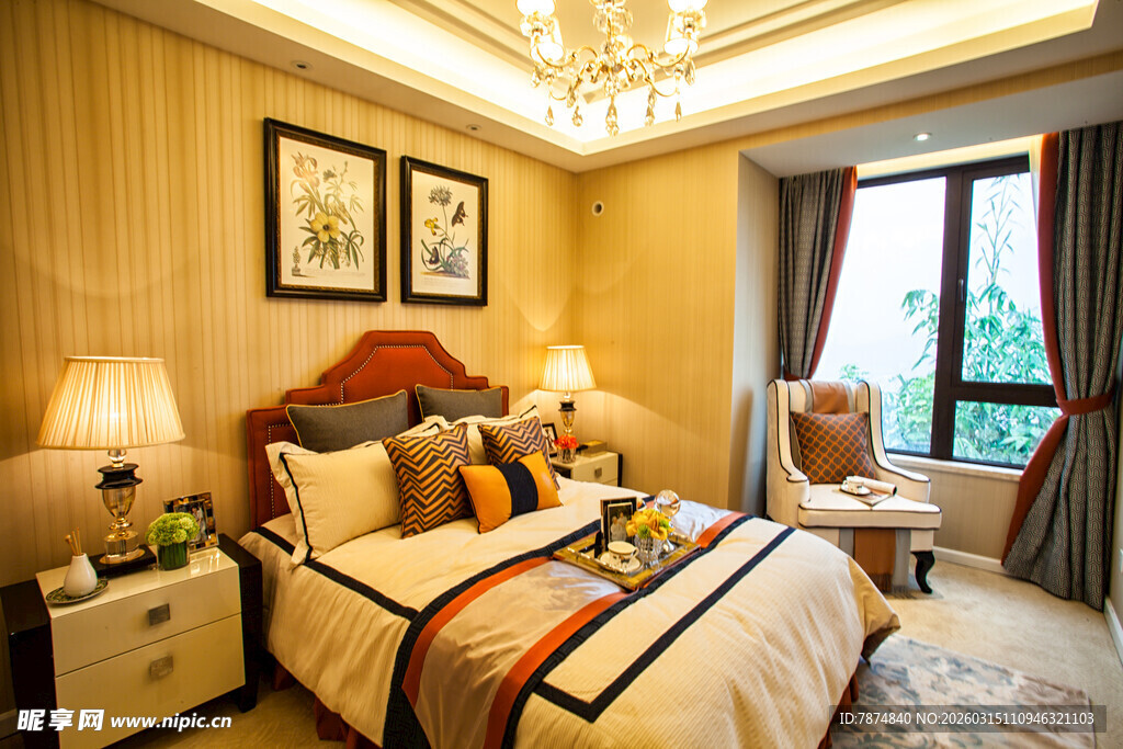 温馨奢华卧室室内场景