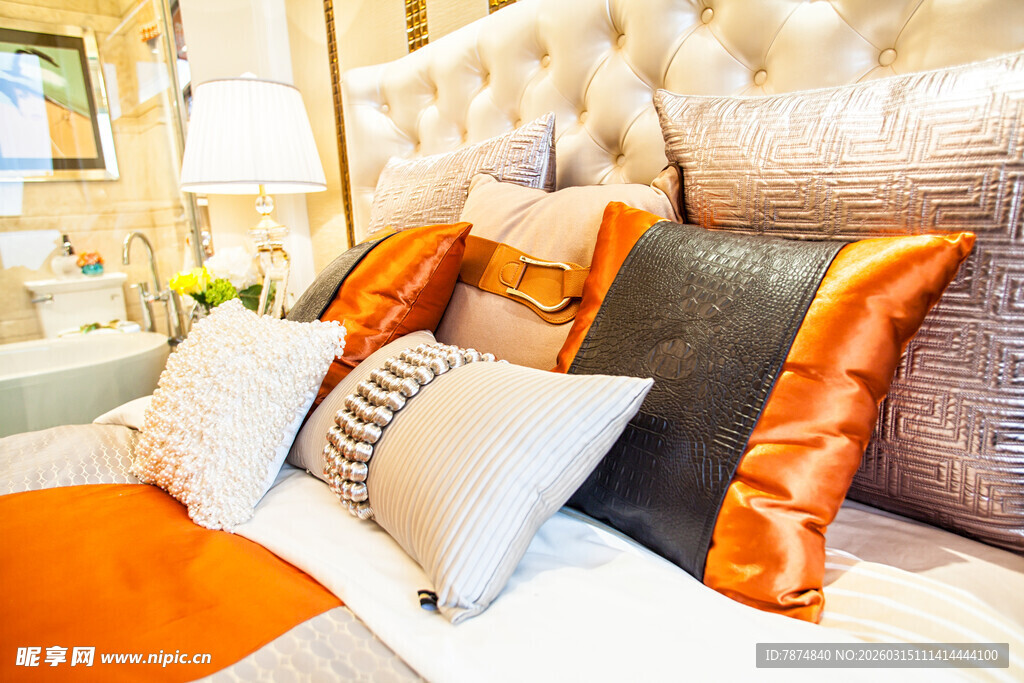 奢华卧室多彩抱枕装饰