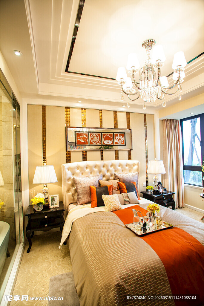 豪华卧室室内精致装饰