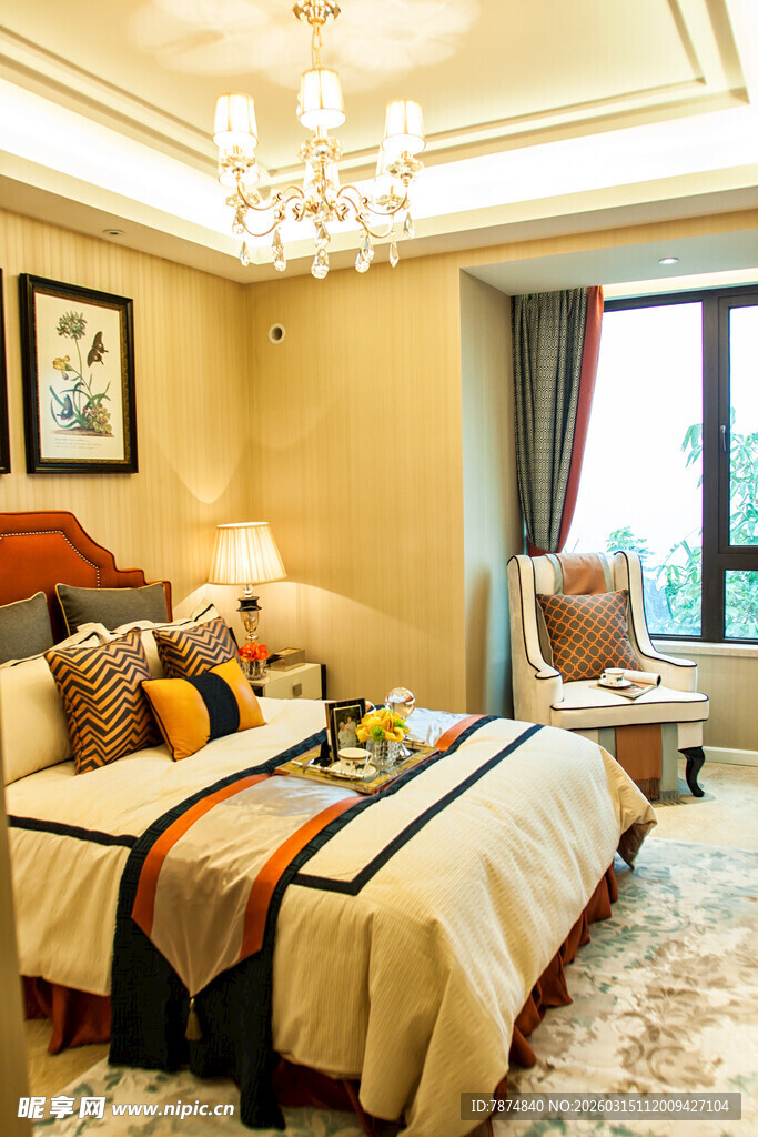 温馨典雅的卧室室内场景