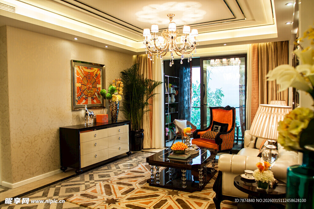 奢华优雅的客厅室内景致