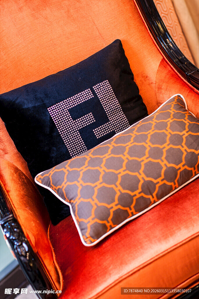 奢华沙发上的精美图案抱枕