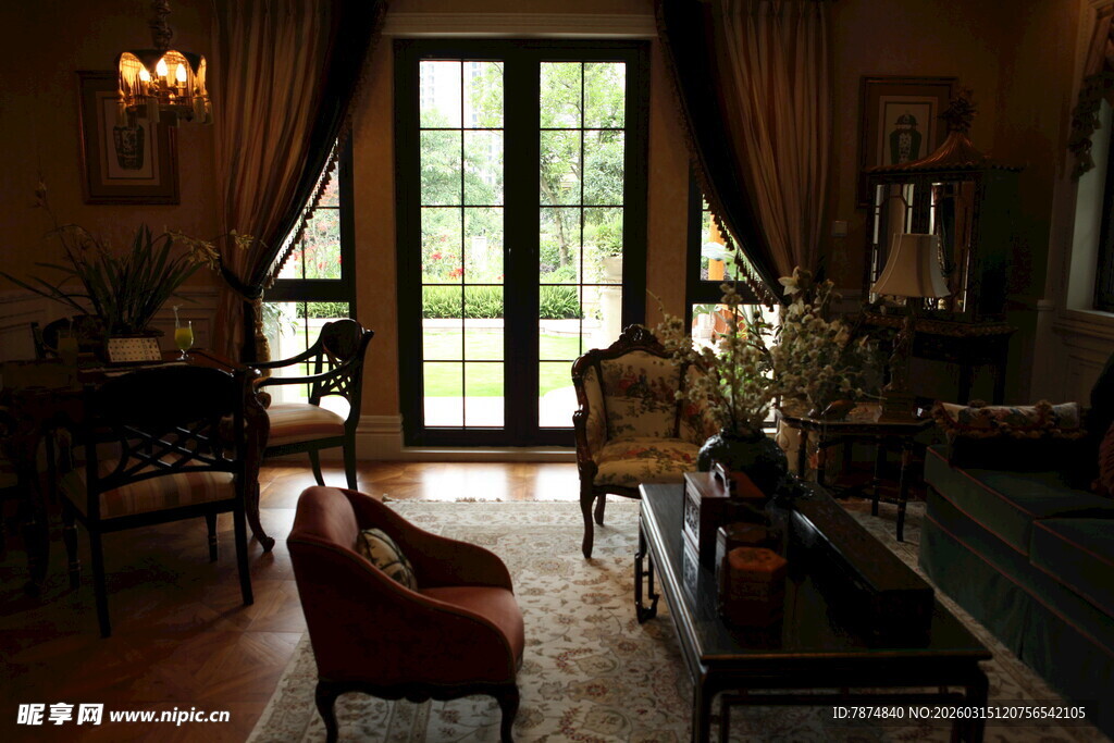 欧式复古风格客厅场景