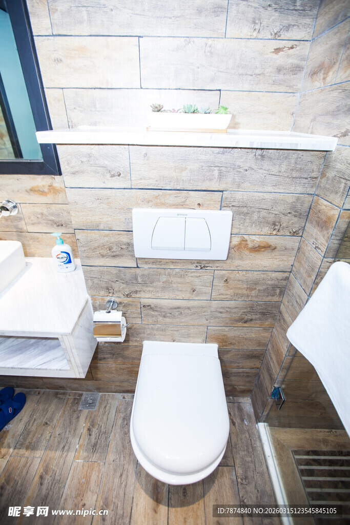 简约木质风卫生间场景