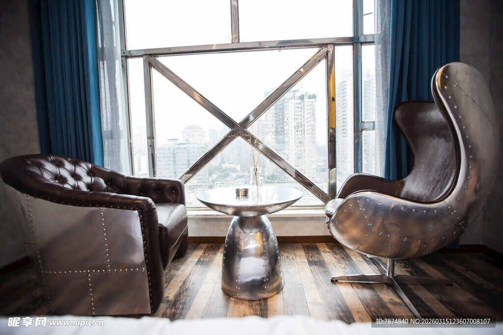 现代舒适窗边休息区场景