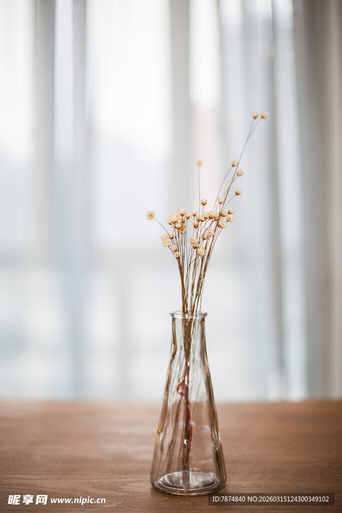 简约花瓶中的素雅小花