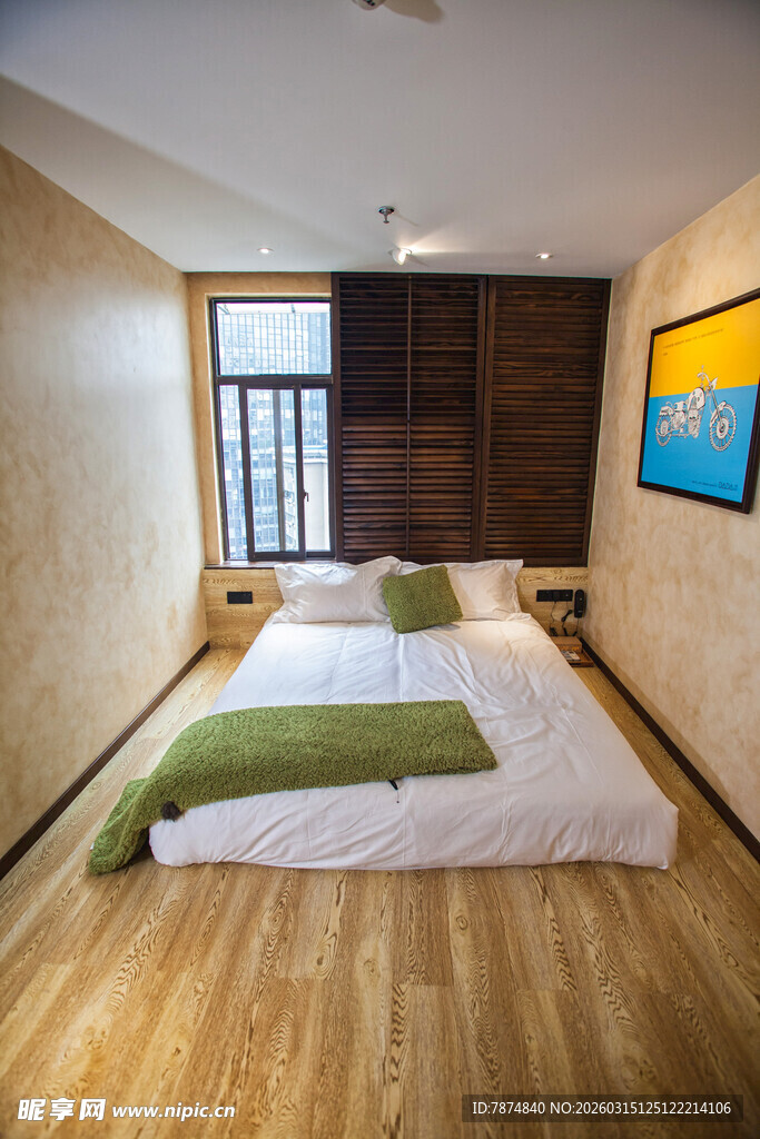 简约双床卧室室内场景