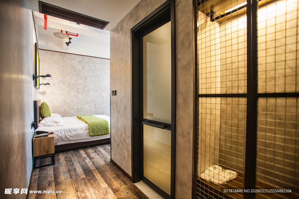 现代风格卧室与卫浴间