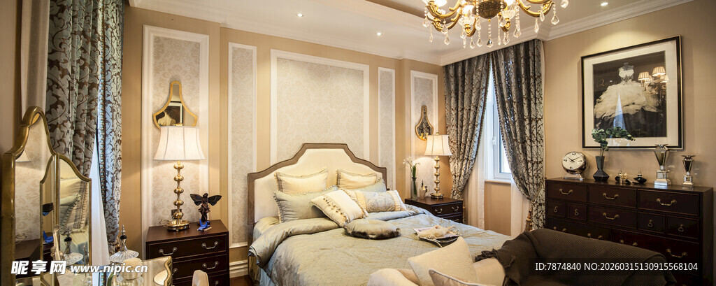 豪华欧式风格卧室一角