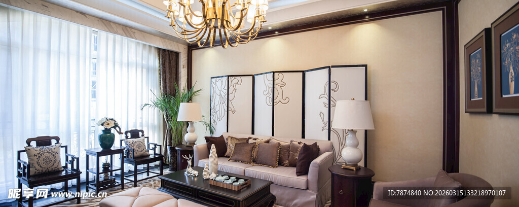 现代中式风格温馨客厅