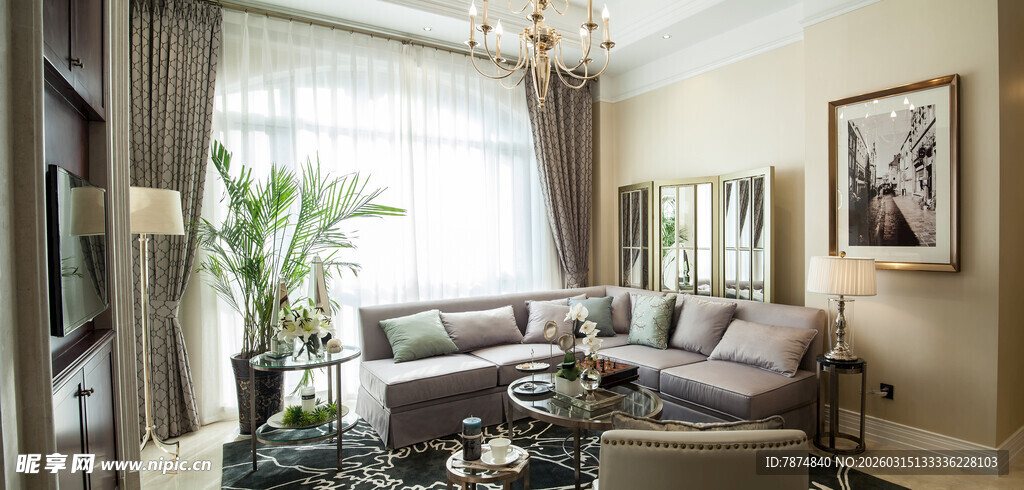 现代奢华客厅室内装饰图