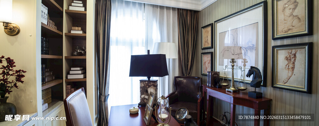 复古温馨的书房角落