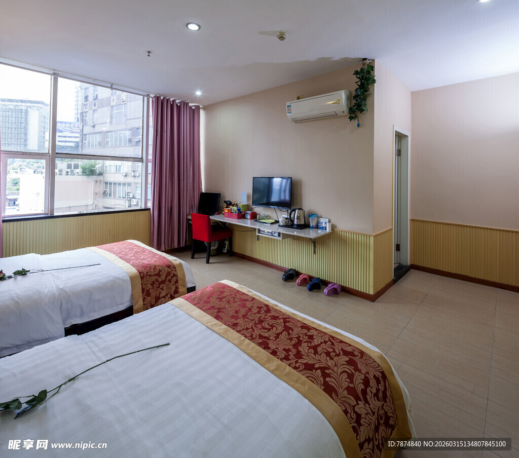 温馨双床酒店客房展示
