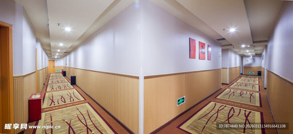 酒店走廊内部温馨场景