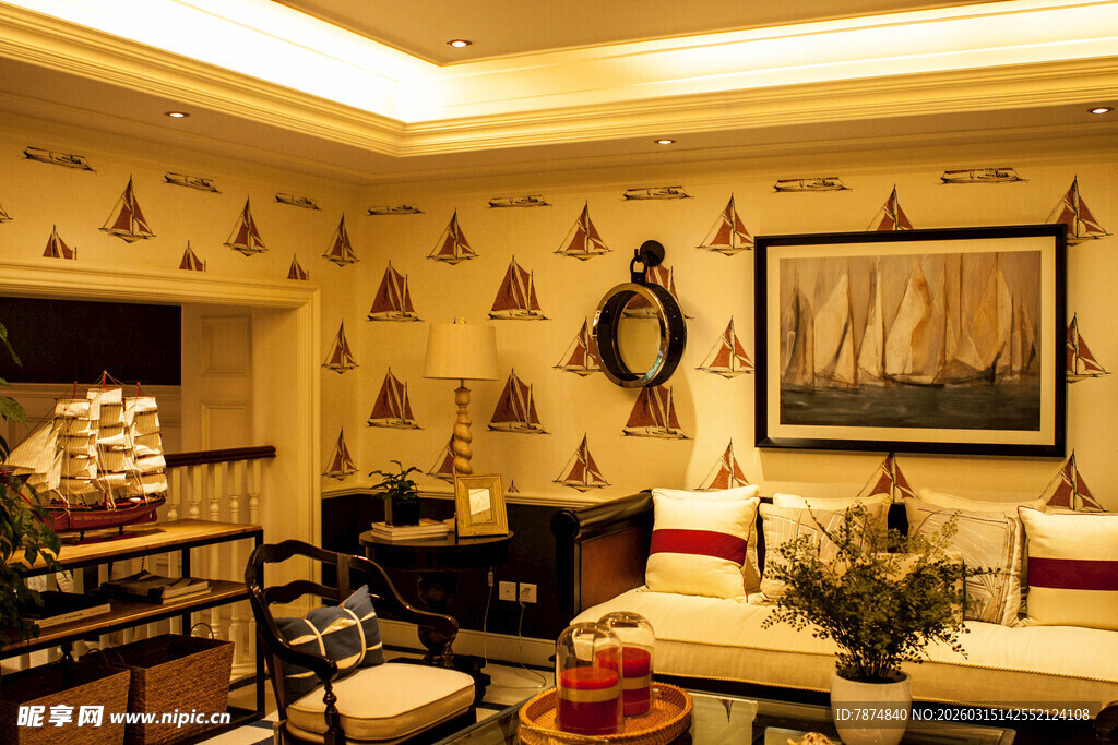 豪华温馨的客厅室内场景