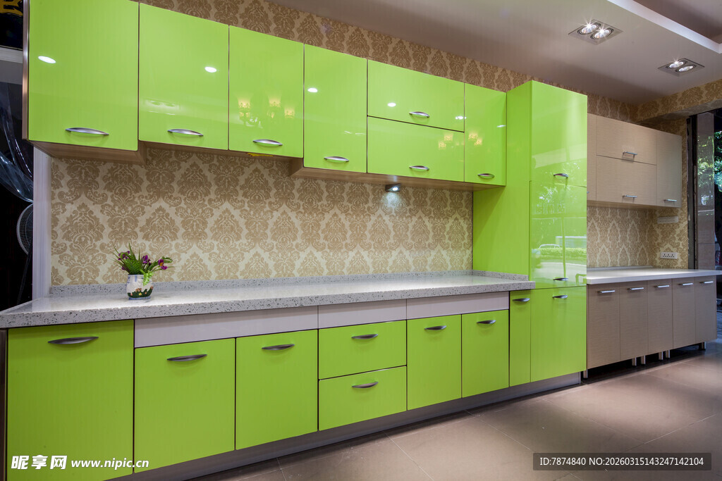 清新绿色现代风格厨房橱柜
