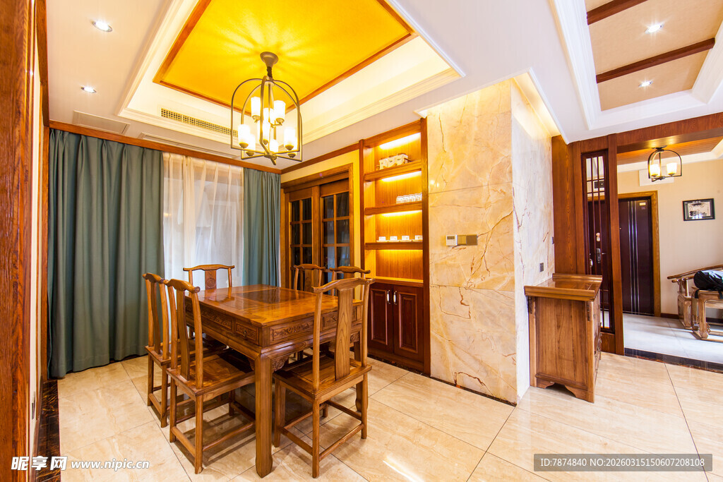 中式典雅餐厅室内实景图