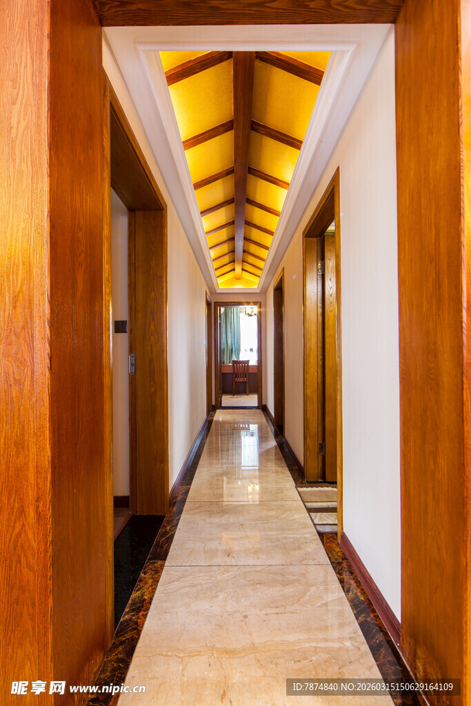 豪华酒店走廊内部景致