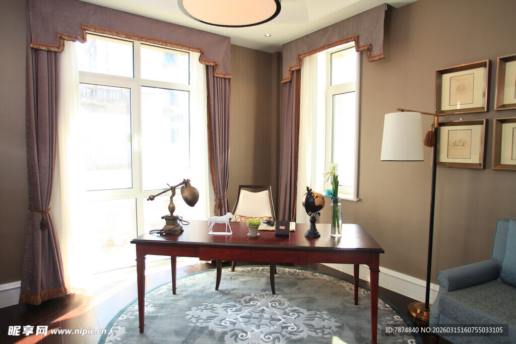 优雅温馨的室内书房场景