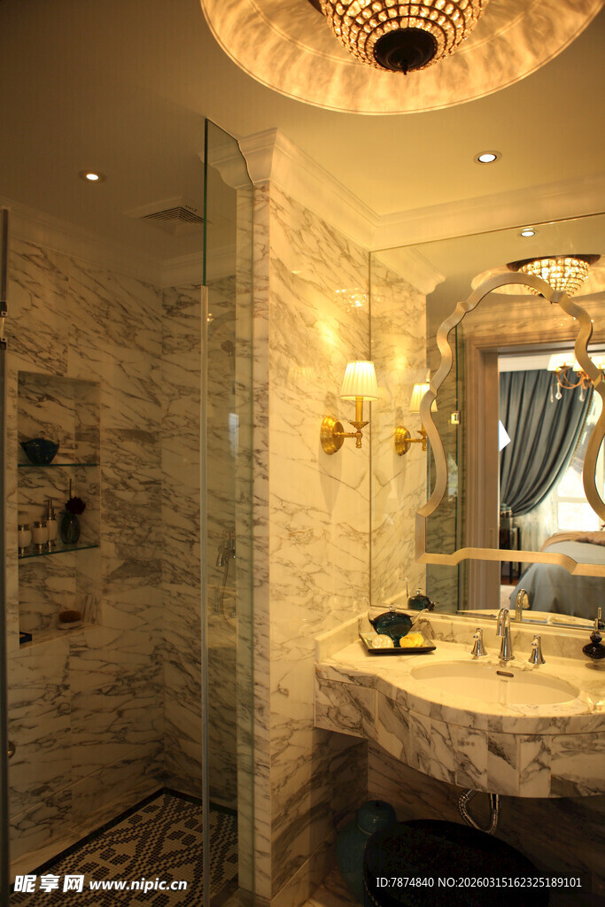 豪华大理石浴室精致设计