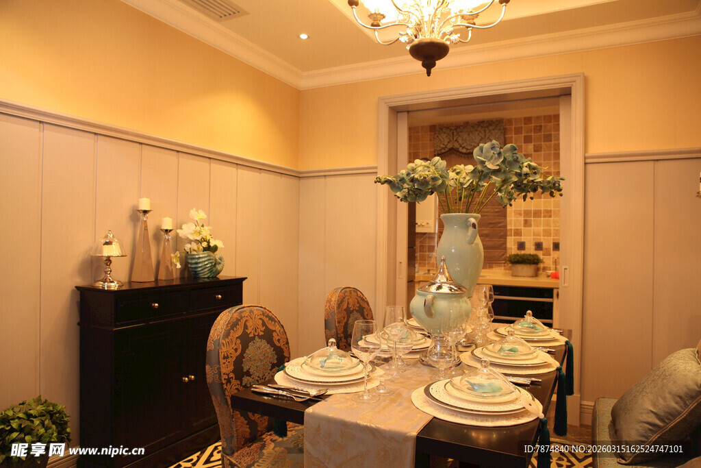 优雅欧式餐厅室内布置