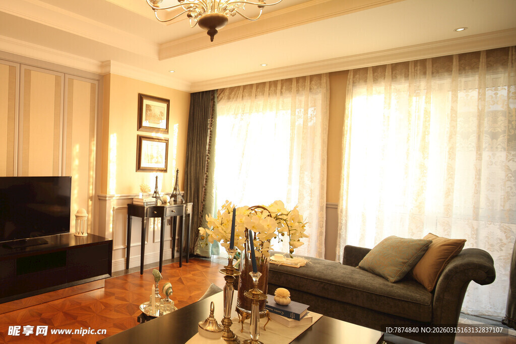 温馨现代风客厅室内场景