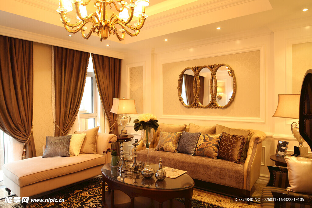 豪华欧式客厅室内装饰图