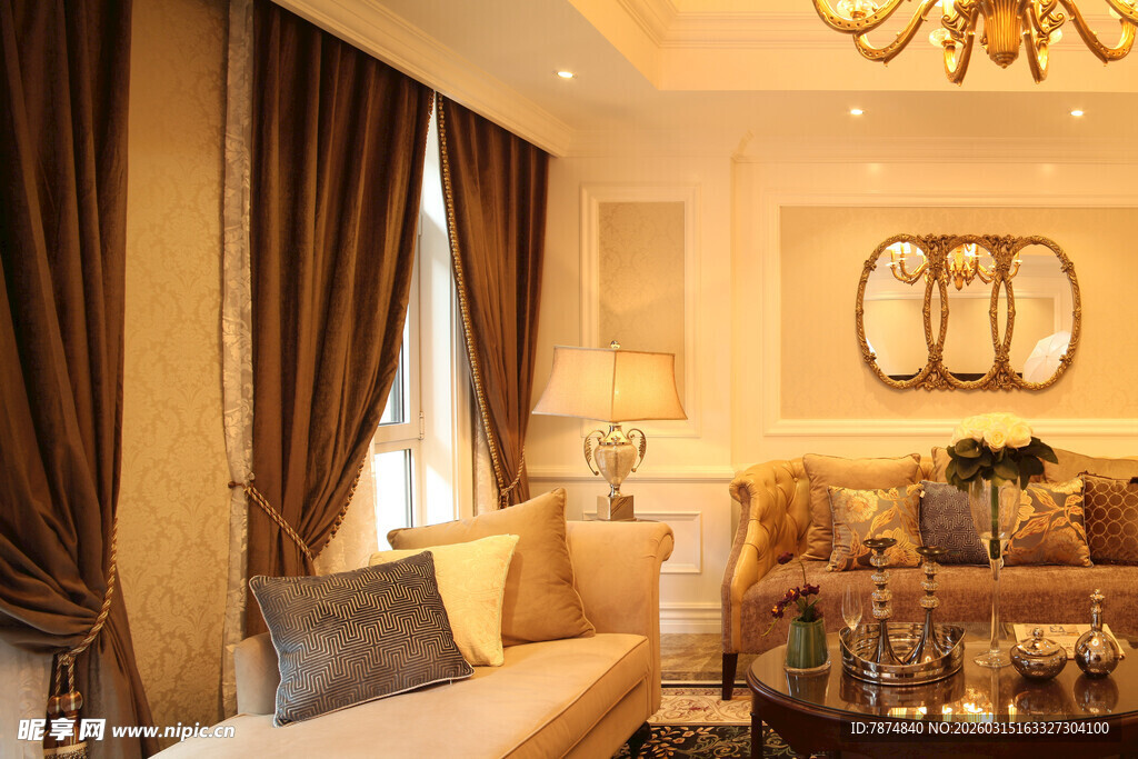 奢华温馨的客厅室内景观