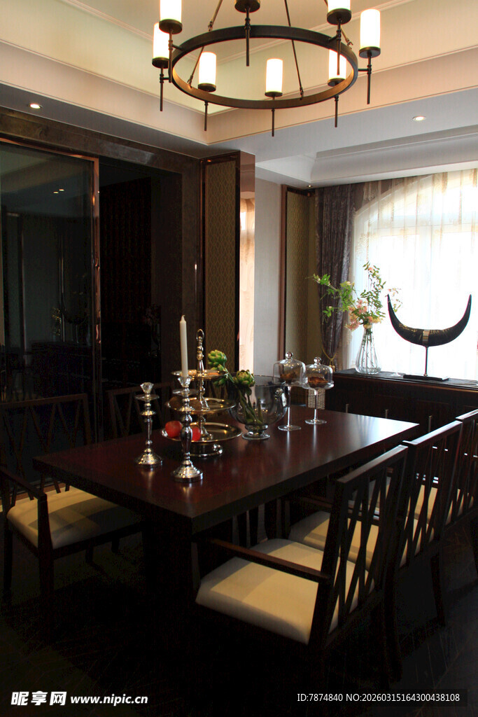 中式典雅餐厅室内场景
