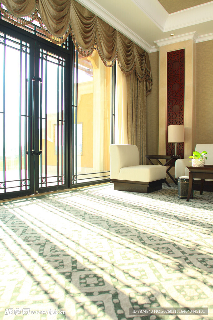 豪华客厅落地窗地毯景观