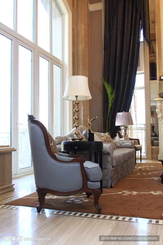 豪华客厅内的精致家居布置