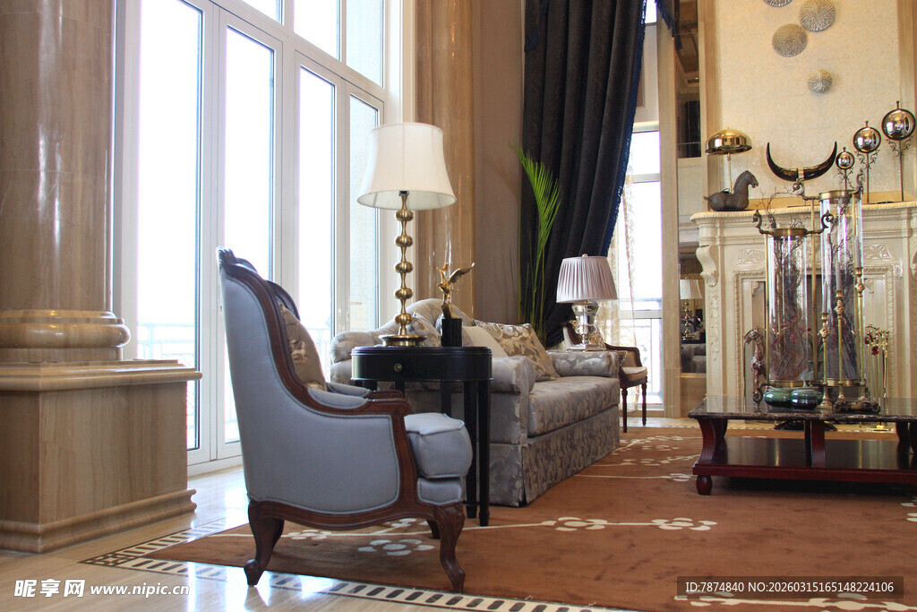 奢华欧式书房办公场景