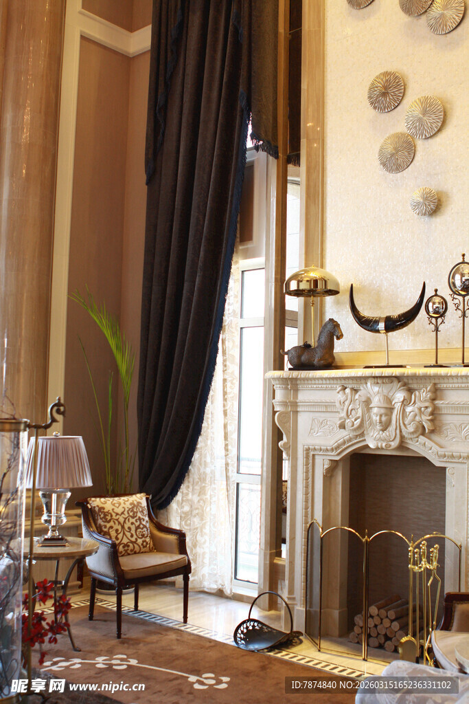 欧式古典奢华客厅场景