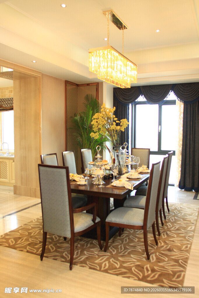 豪华现代风格餐厅室内景