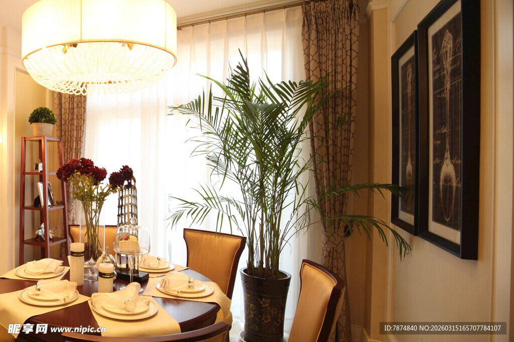 温馨雅致的室内餐厅场景