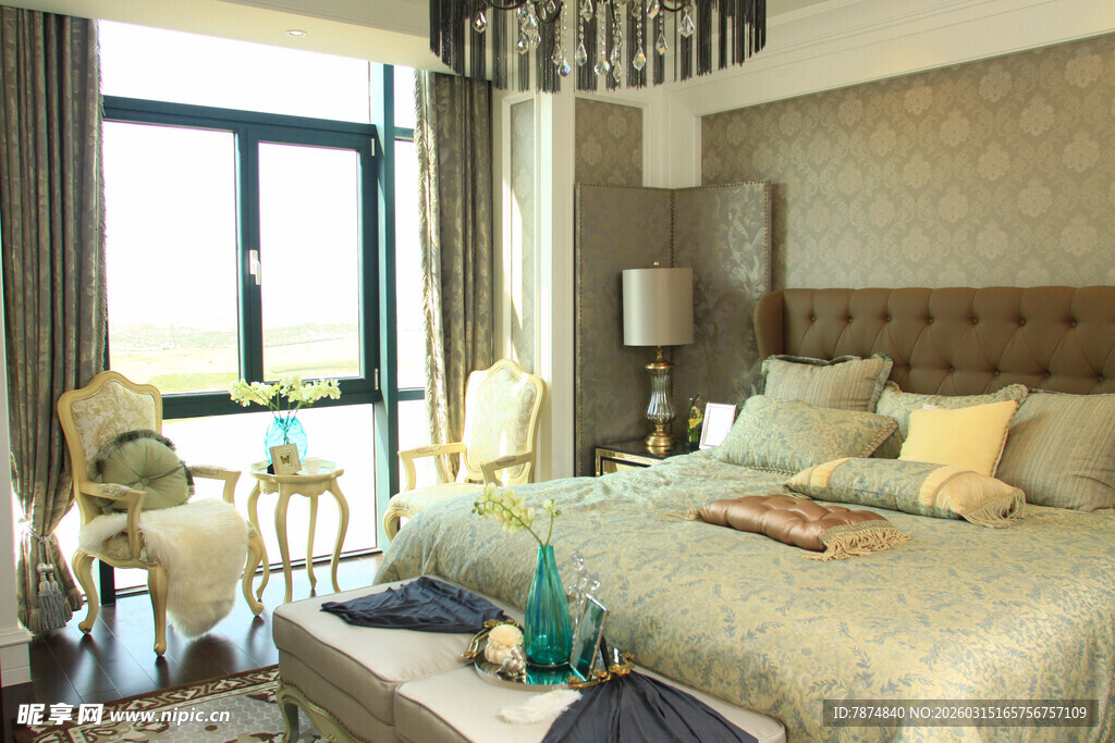 豪华卧室室内优雅布置