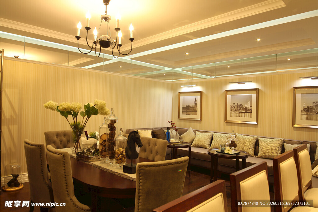 豪华典雅的餐厅室内场景