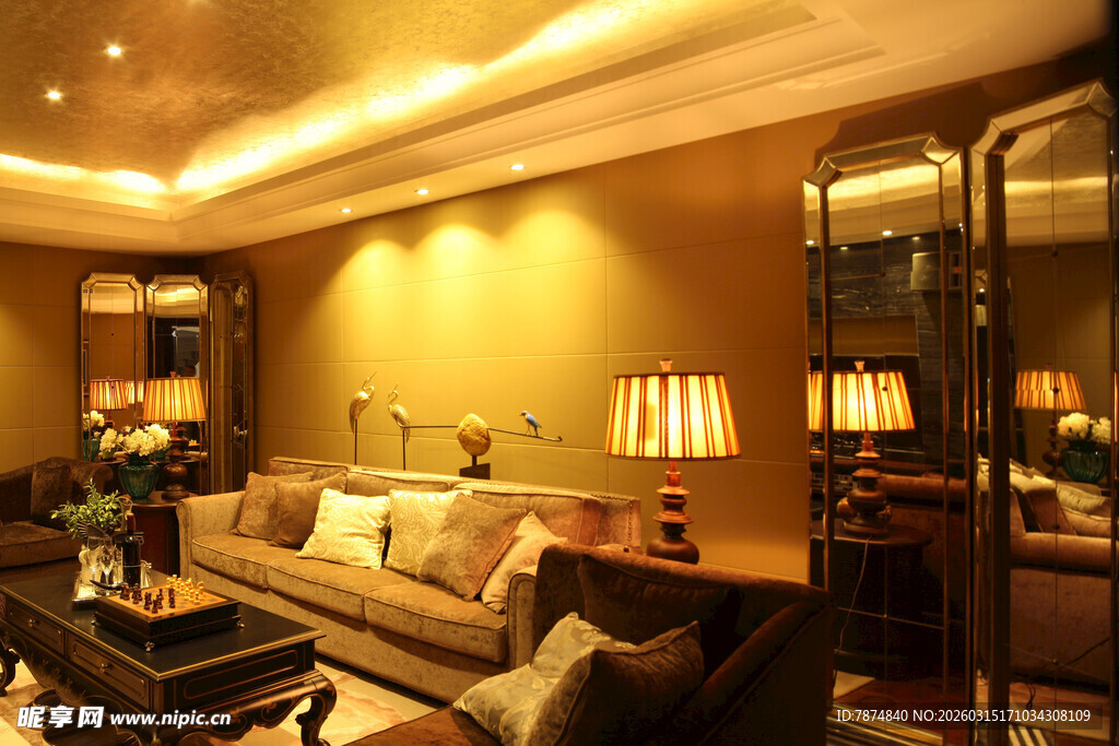 豪华温馨的客厅室内场景