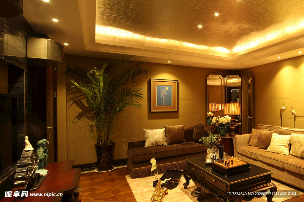 豪华温馨的客厅室内场景