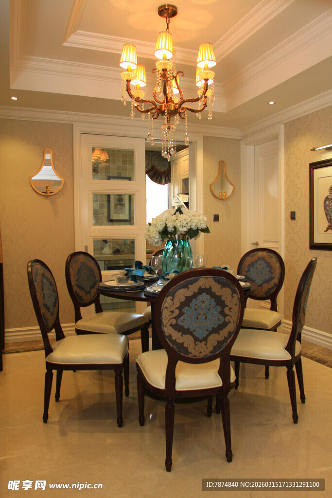 优雅欧式风格餐厅室内场景