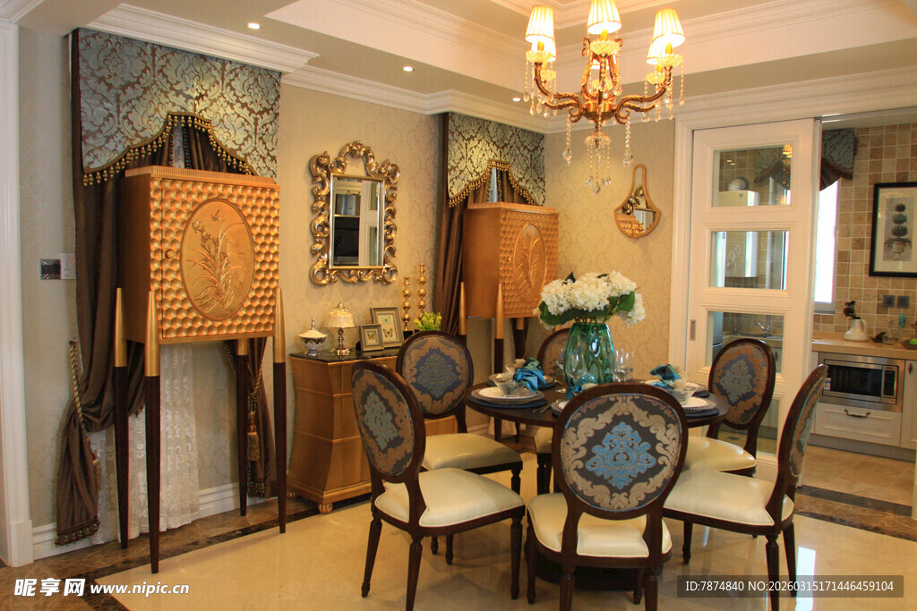 欧式奢华餐厅装饰场景