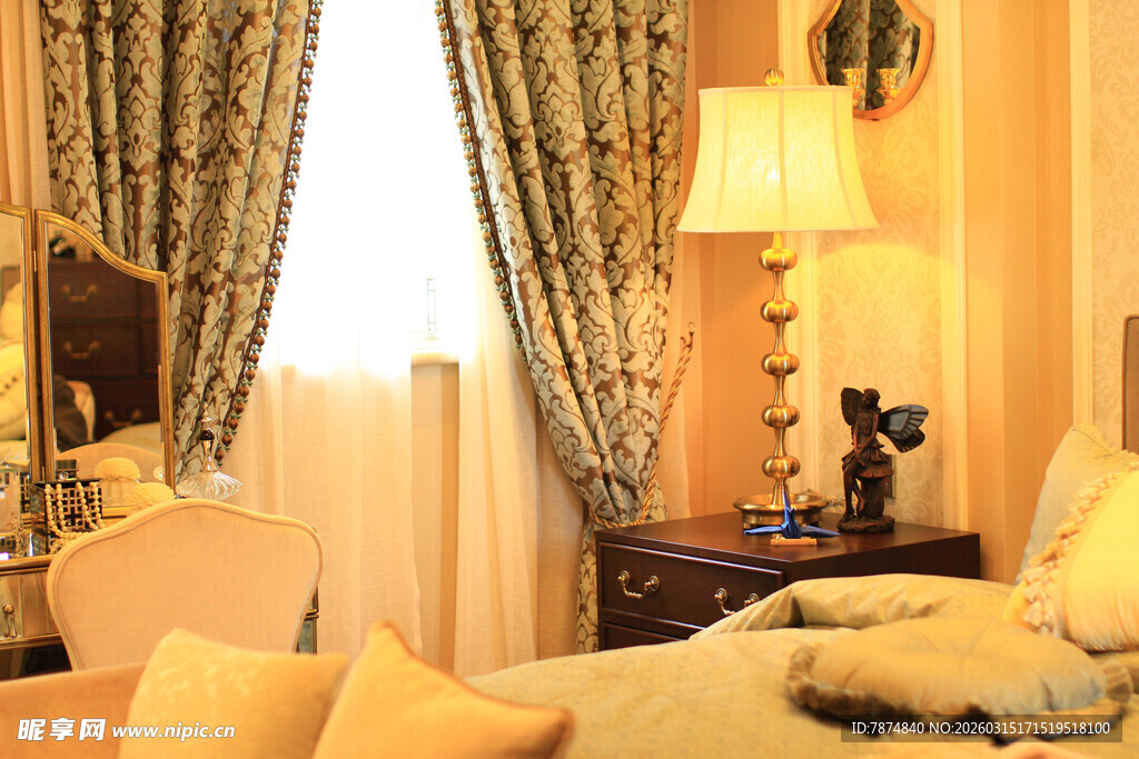 温馨奢华的卧室室内场景