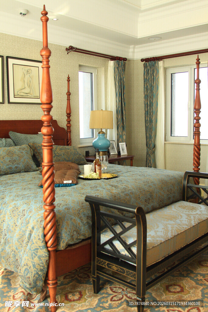 豪华古典风格卧室场景