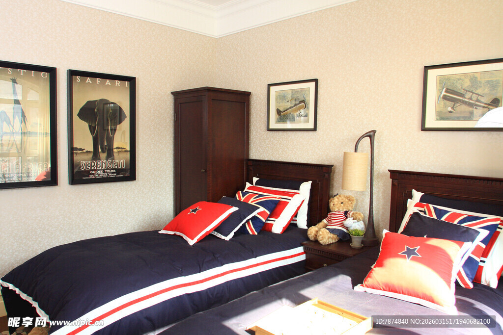 英式风格儿童卧室布置