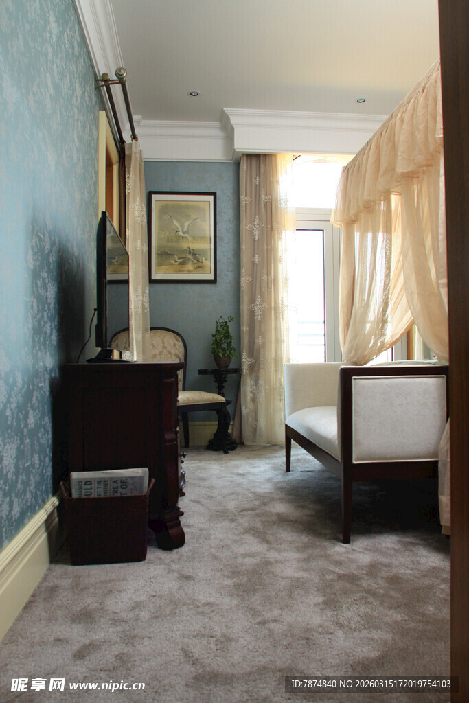 复古优雅的室内卧室场景