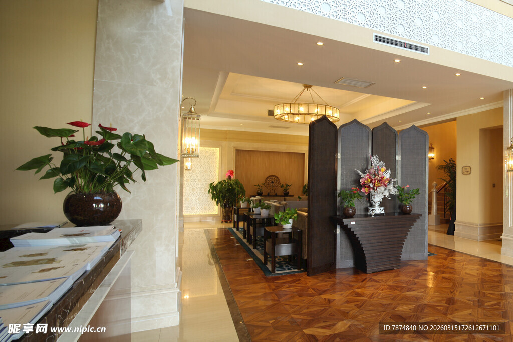 豪华酒店大堂精致室内景观
