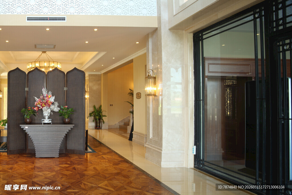 豪华酒店大堂优雅场景